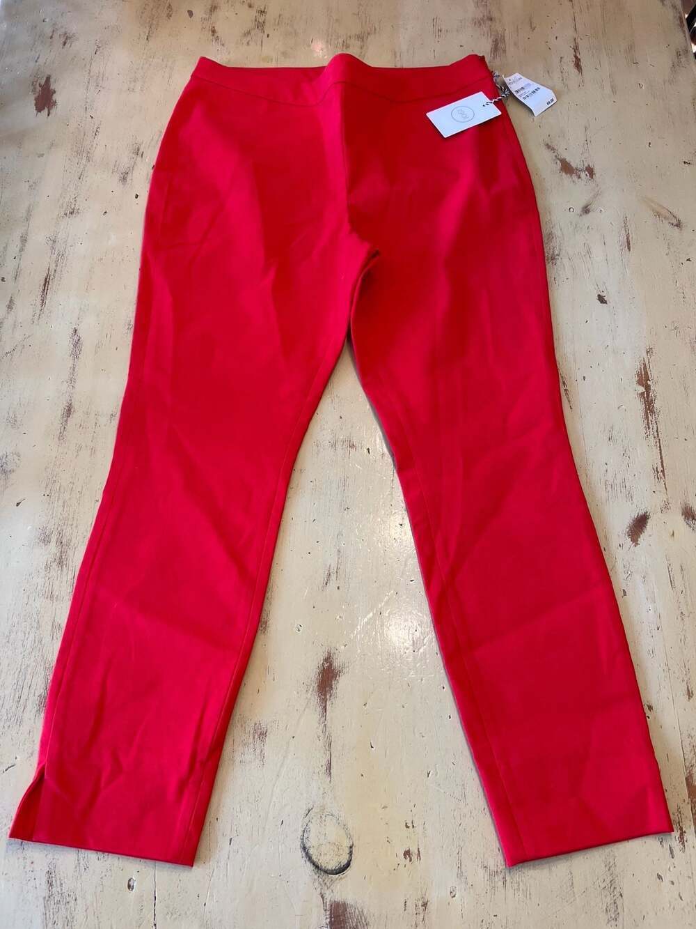 1901 Nordstrom Women's Bright Red Stretch Straight Leg Ankle Pants Size 12